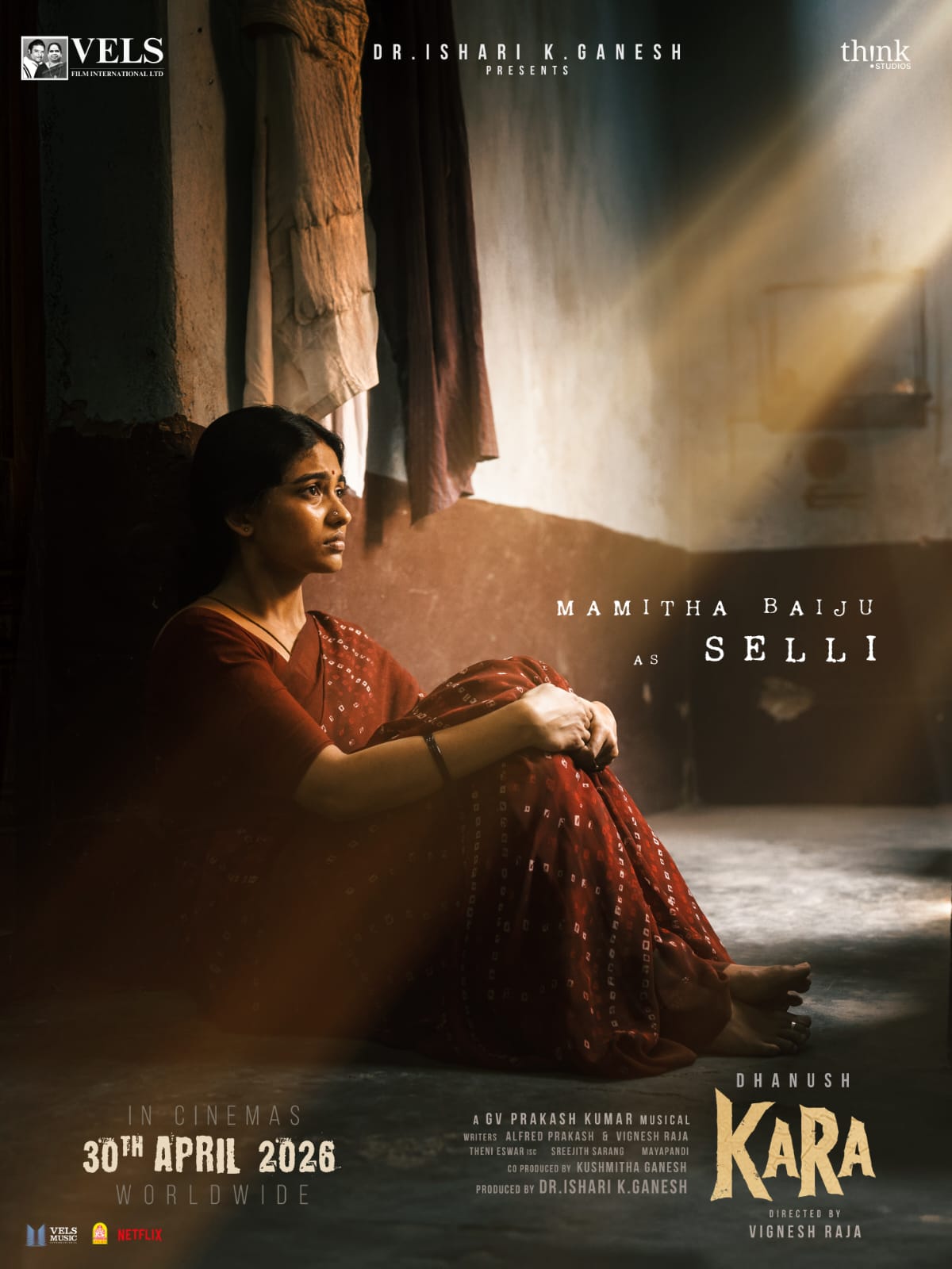 Mamitha Baiju as Selli in Dhanush movie Kara Mamitha Baiju as Selli in Dhanush movie Kara