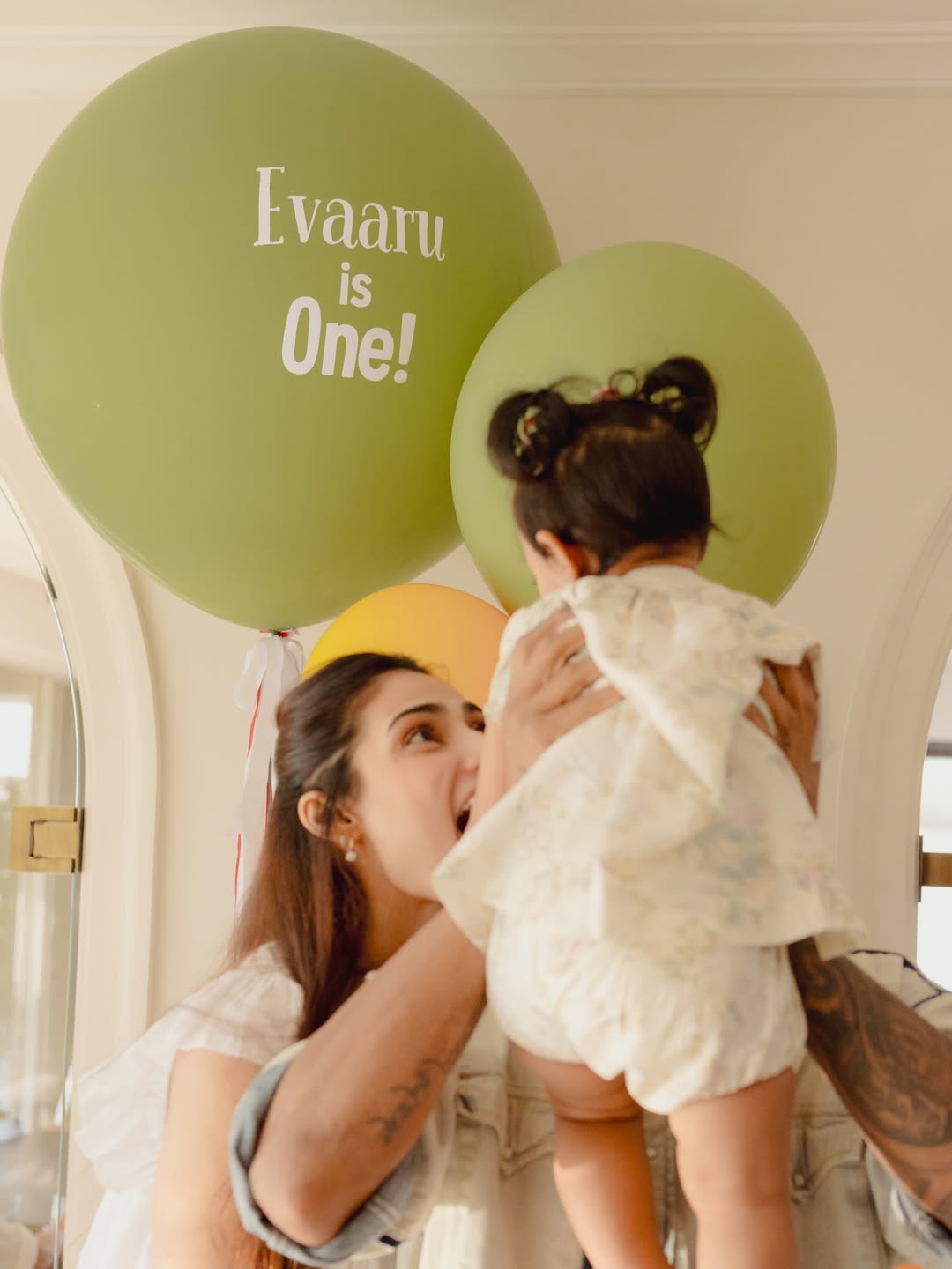 Athiya Shetty holding daughter Evaarah on her first birthday Athiya Shetty holding daughter Evaarah on her first birthday