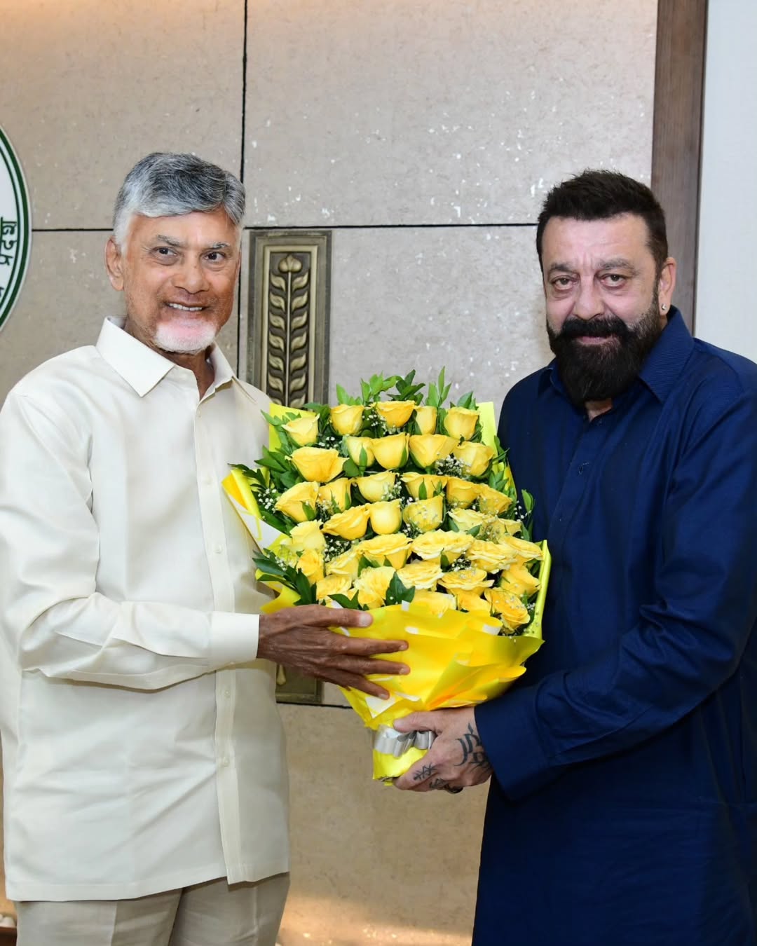 Sanjay Dutt and Chandrababu Naidu meeting at CM residence Sanjay Dutt and Chandrababu Naidu meeting at CM residence