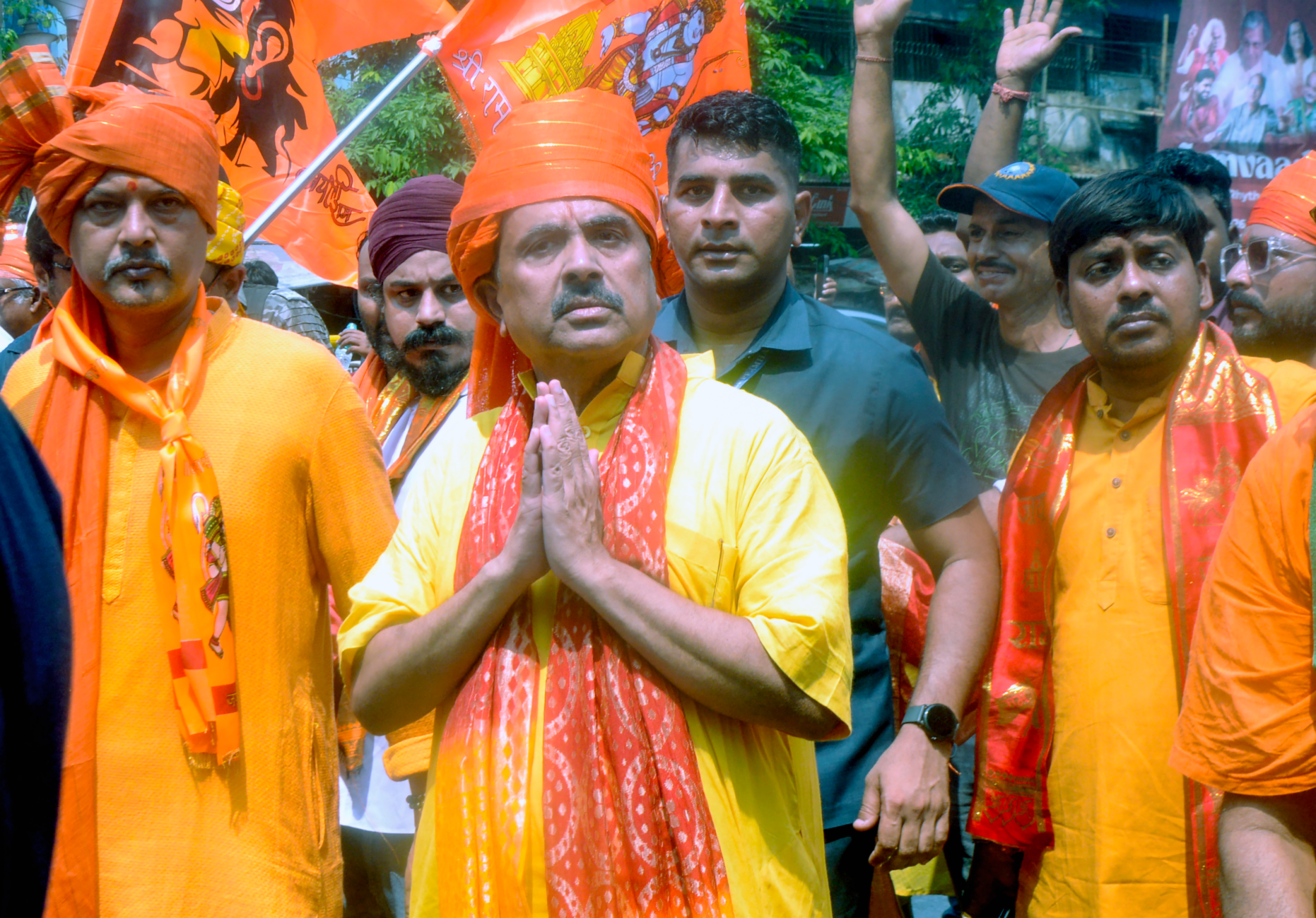 Suvendu Adhikari leading Ram Navami procession in Bhabanipur Kolkata Suvendu Adhikari leading Ram Navami procession in Bhabanipur Kolkata