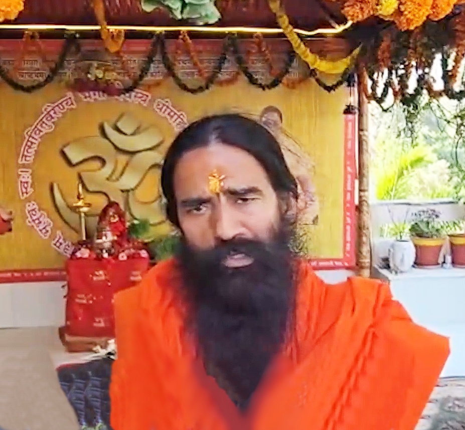 Baba Ramdev speaking about West Asia conflict at Ram Navami event Baba Ramdev speaking about West Asia conflict at Ram Navami event