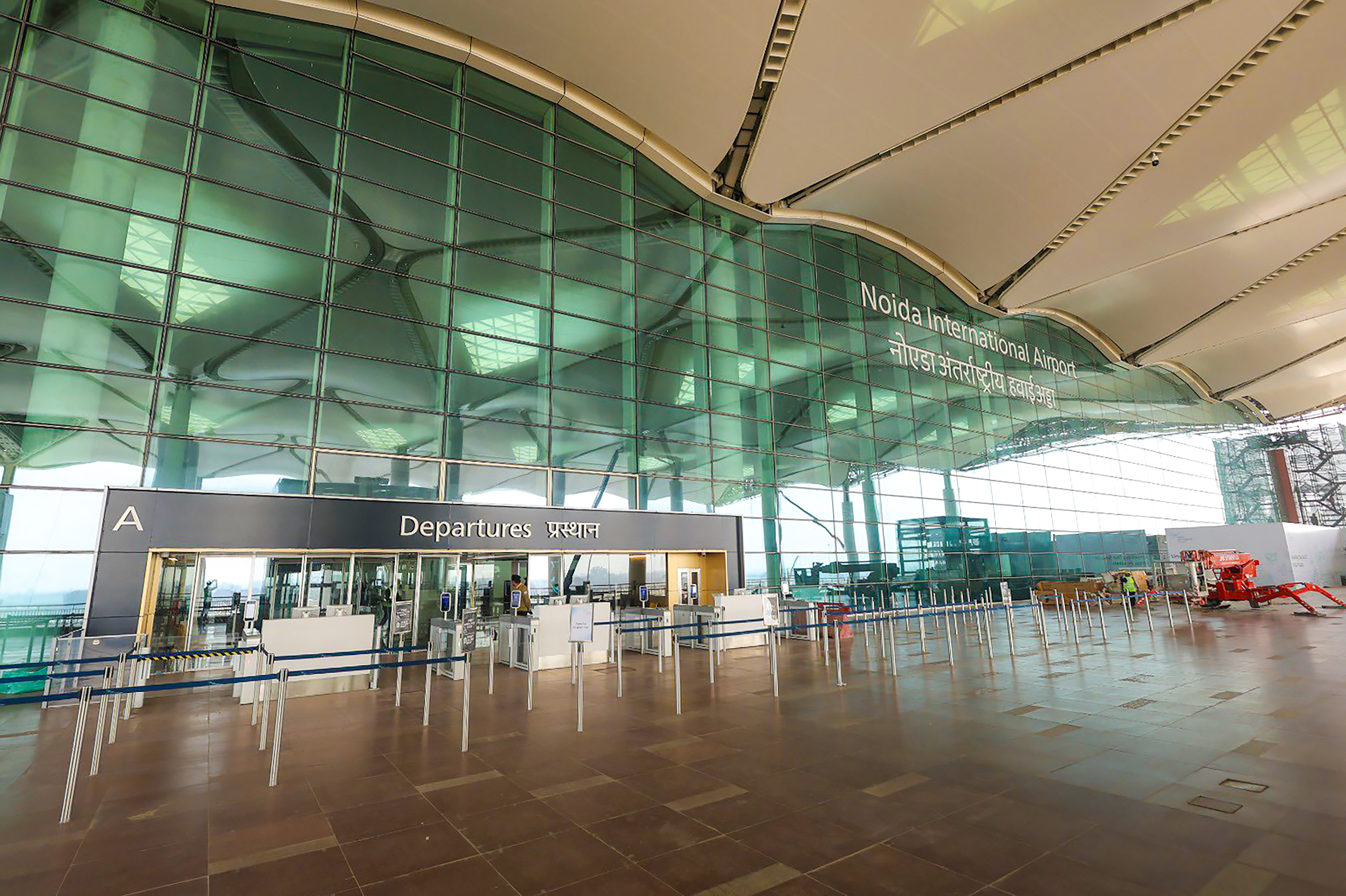 Noida International Airport terminal exterior view with modern architecture Noida International Airport terminal exterior view with modern architecture