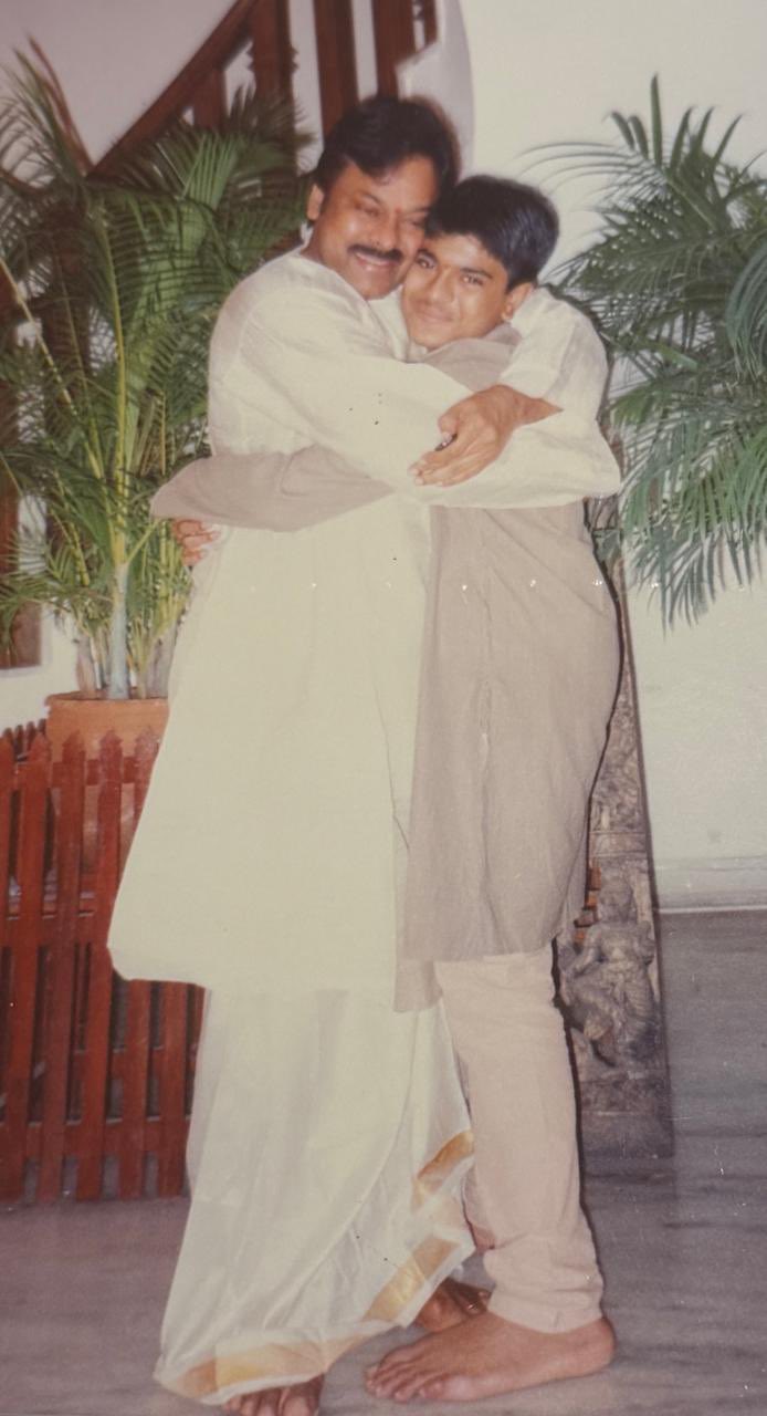 Chiranjeevi and Ram Charan father son photo Chiranjeevi and Ram Charan father son photo
