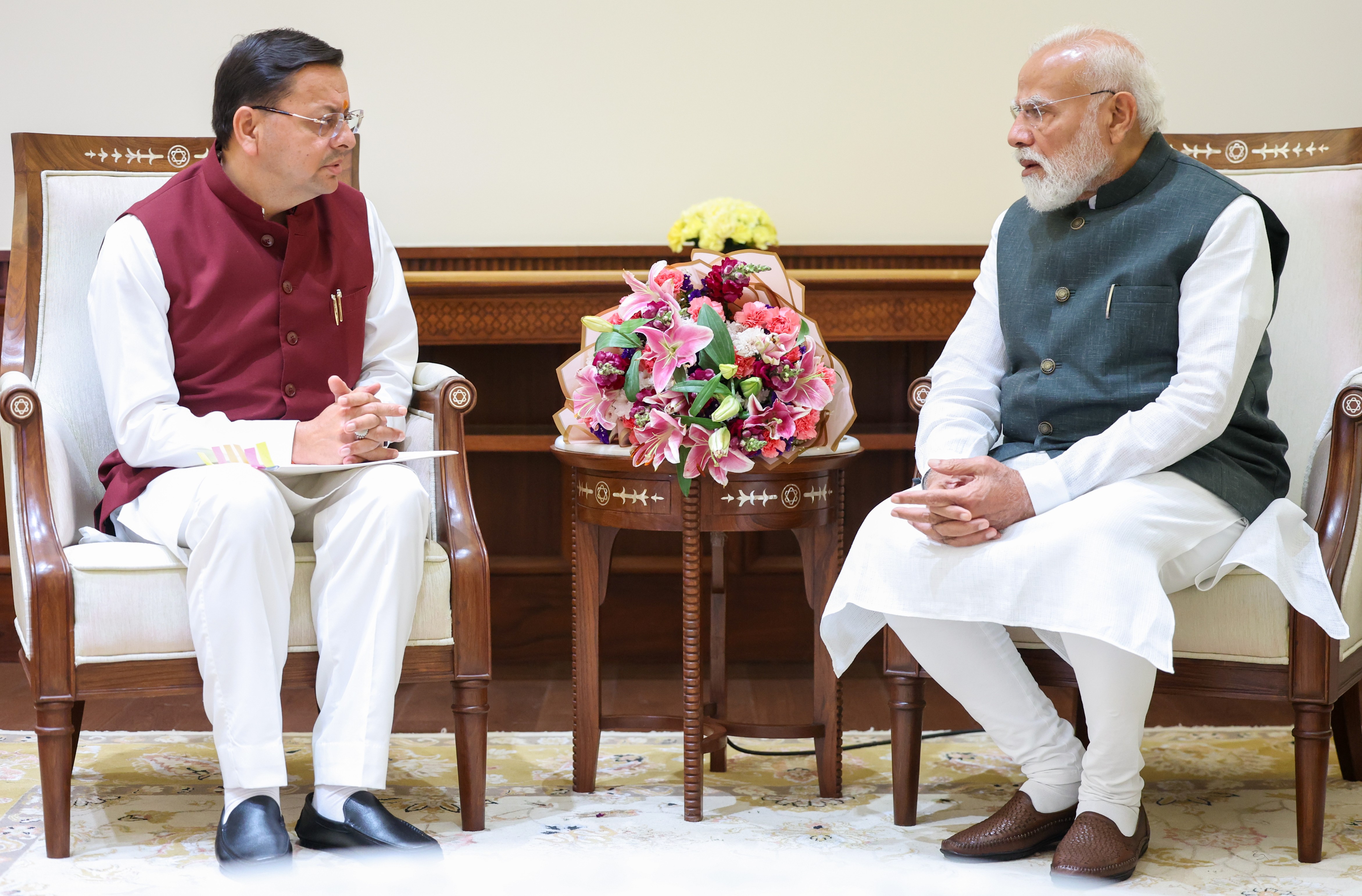 CM Pushkar Singh Dhami meeting Prime Minister Narendra Modi in New Delhi CM Pushkar Singh Dhami meeting Prime Minister Narendra Modi in New Delhi