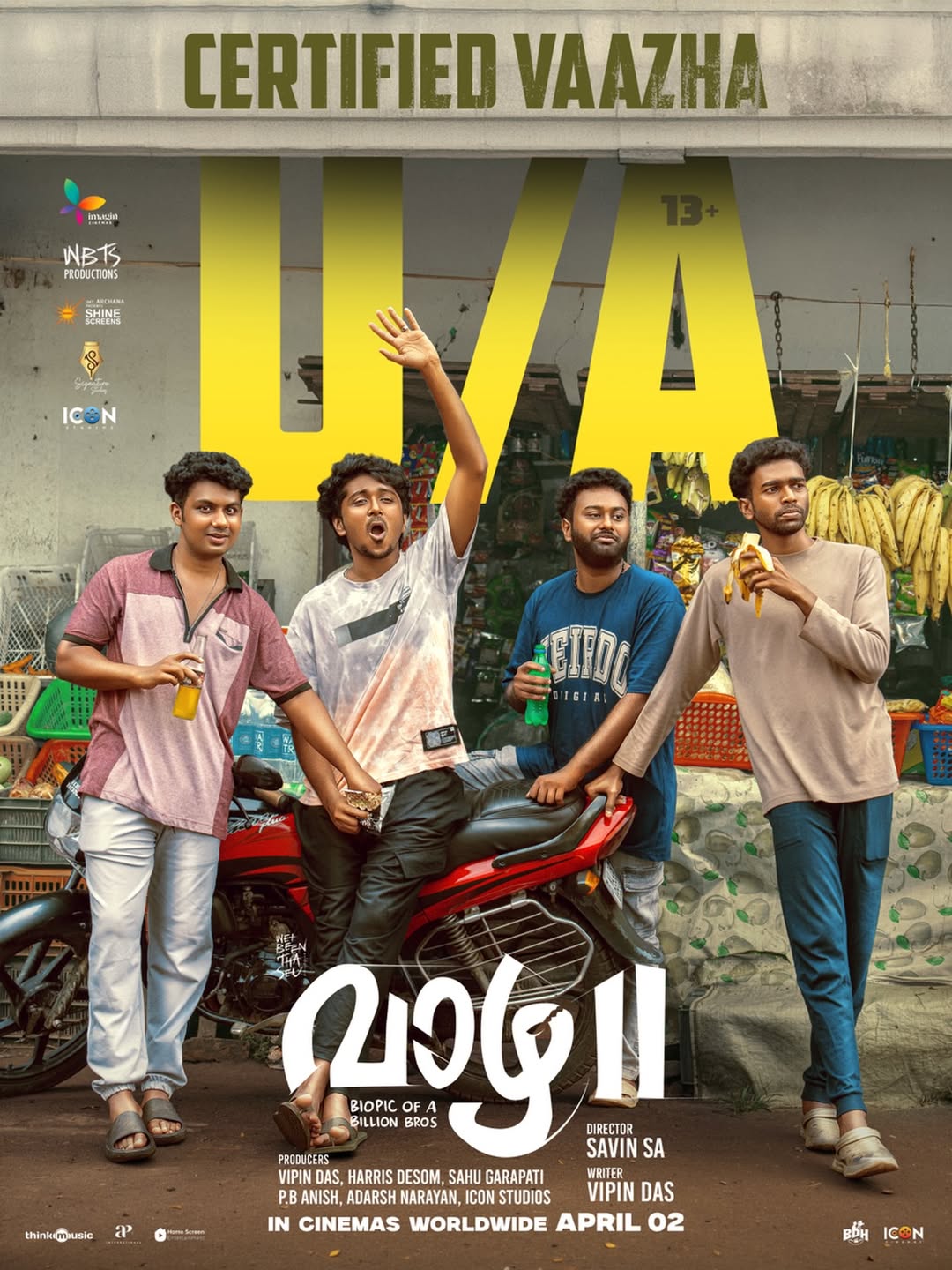 Vaazha 2 movie poster showing U/A certification Vaazha 2 movie poster showing U/A certification