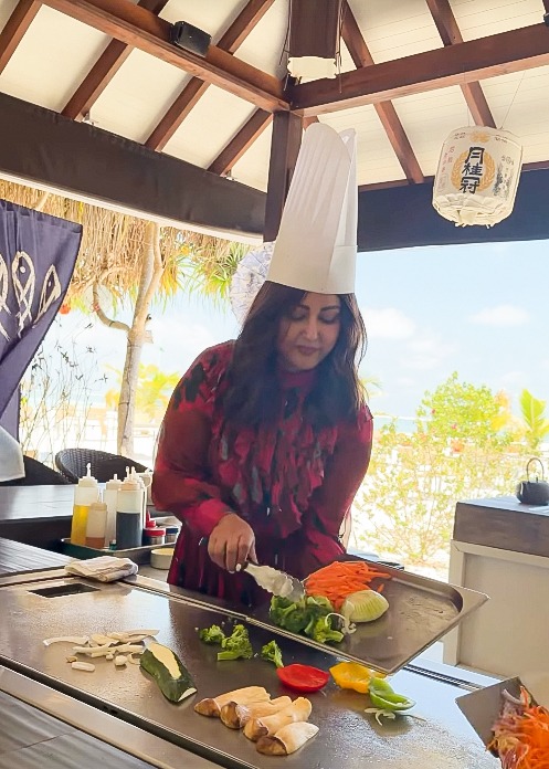 Hina Khan wearing a chef's hat during cooking class in Maldives Hina Khan wearing a chef's hat during cooking class in Maldives