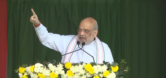 Home Minister Amit Shah addressing a political rally in Assam Home Minister Amit Shah addressing a political rally in Assam