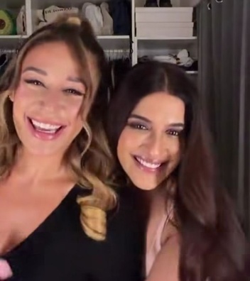 Nimrit Kaur Ahluwalia and Krishna Shroff smiling together in Instagram reunion video Nimrit Kaur Ahluwalia and Krishna Shroff smiling together in Instagram reunion video