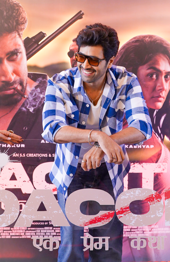 Adivi Sesh behind the wheel during a Dacoit car chase sequence Adivi Sesh behind the wheel during a Dacoit car chase sequence