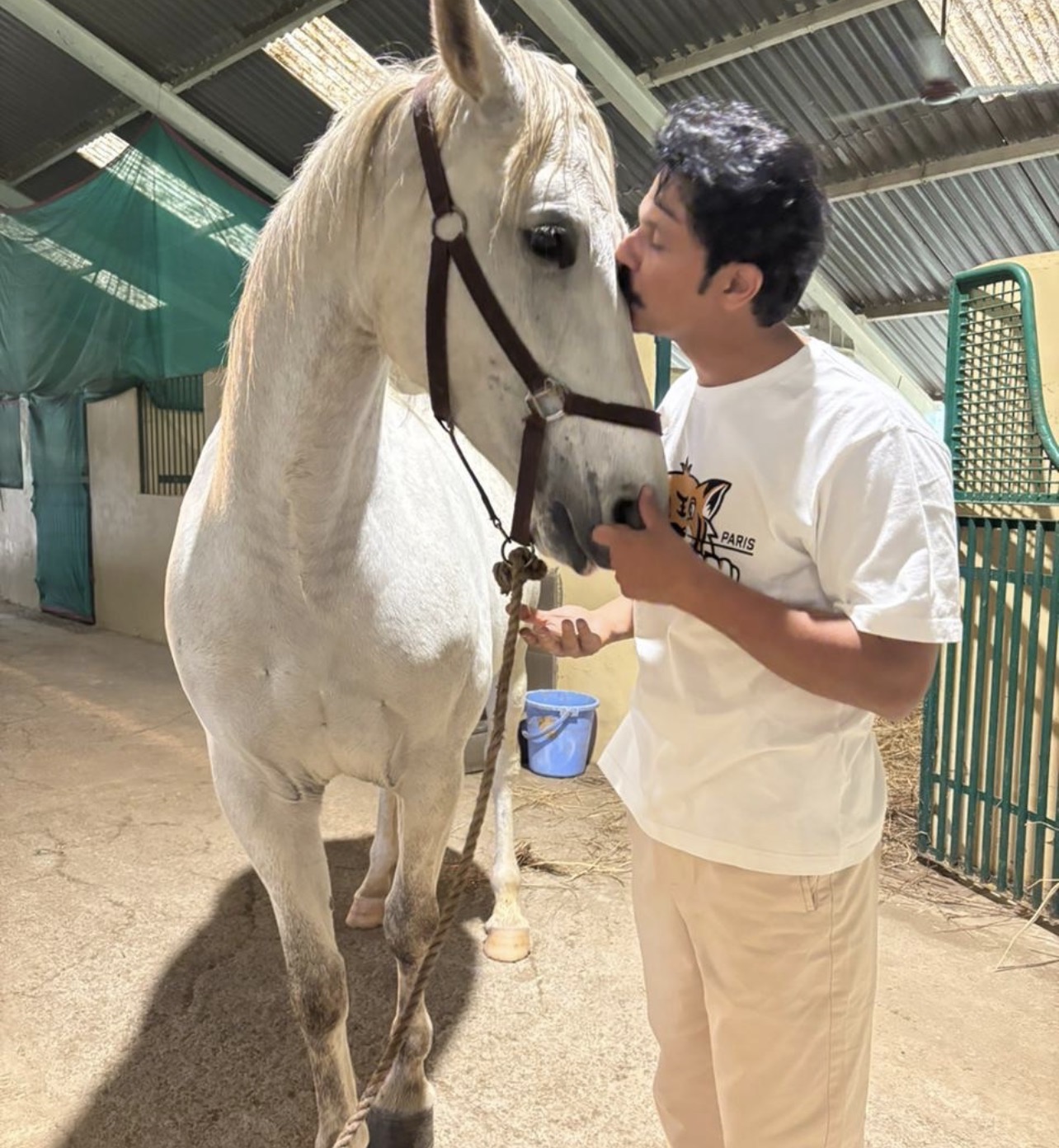 Randeep Hooda with his horses Hope and Veer in stable Randeep Hooda with his horses Hope and Veer in stable
