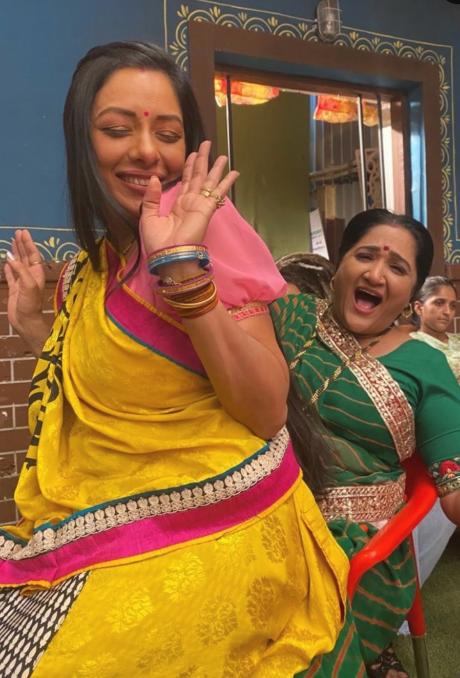 Alpana Buch and Rupali Ganguly behind the scenes on Anupamaa set Alpana Buch and Rupali Ganguly behind the scenes on Anupamaa set