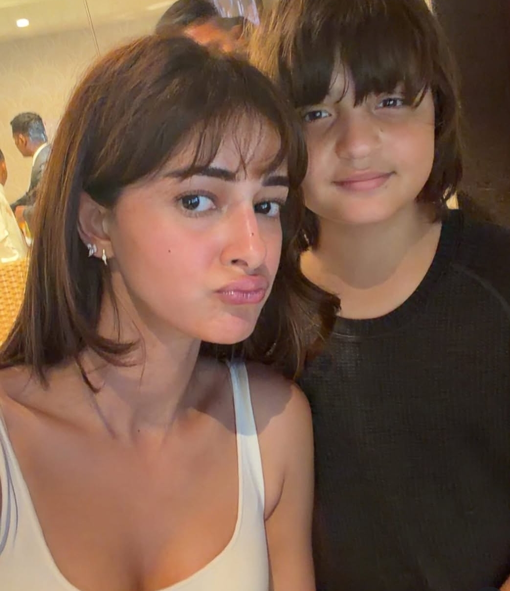 Ananya Panday and AbRam playful selfie pose Ananya Panday and AbRam playful selfie pose