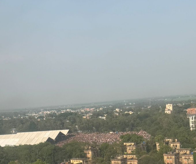 Large crowd at PM Modi BJP rally in Birbhum West Bengal Large crowd at PM Modi BJP rally in Birbhum West Bengal
