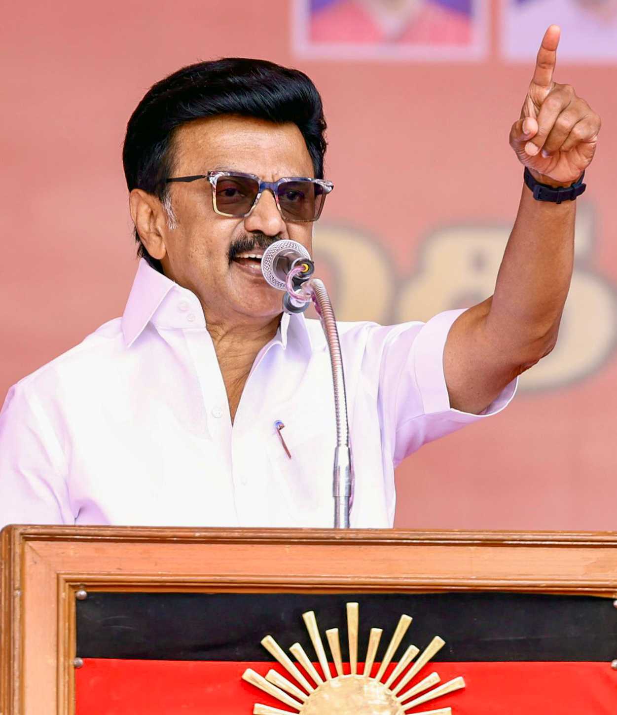 Stalin addressing election rally in Erode criticizing NDA double-engine slogan Stalin addressing election rally in Erode criticizing NDA double-engine slogan
