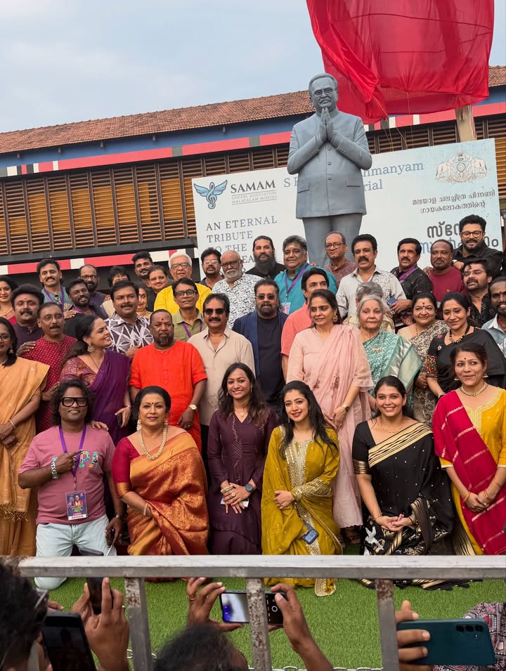 SPB statue unveiling ceremony in Kerala with family and singers SPB statue unveiling ceremony in Kerala with family and singers