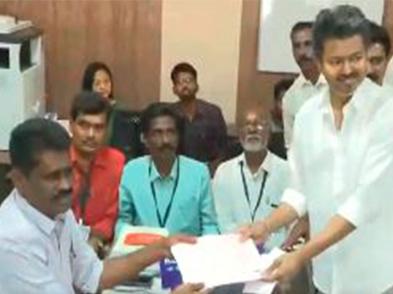 Actor politician Vijay filing nomination papers Tiruchy East constituency Actor politician Vijay filing nomination papers Tiruchy East constituency