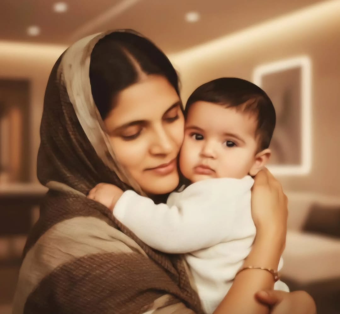 Raza Murad baby photo with mother on her birth anniversary Raza Murad baby photo with mother on her birth anniversary