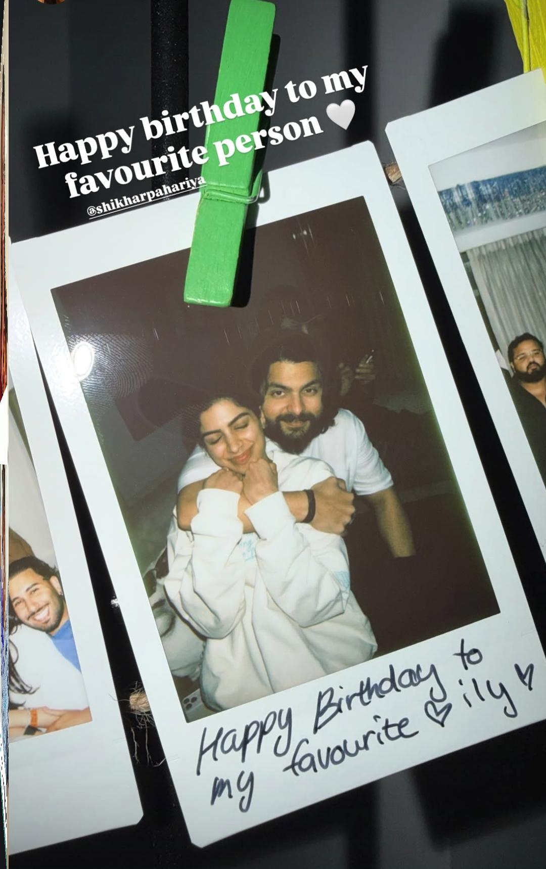 Khushi Kapoor and Shikhar Pahariya hugging in a birthday Polaroid photo Khushi Kapoor and Shikhar Pahariya hugging in a birthday Polaroid photo