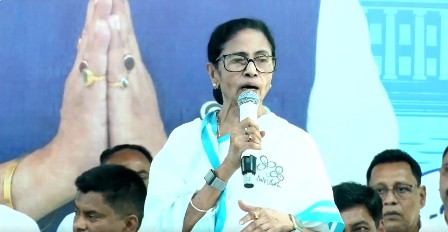 CM Mamata Banerjee addressing rally about BJP Bengal division allegations CM Mamata Banerjee addressing rally about BJP Bengal division allegations