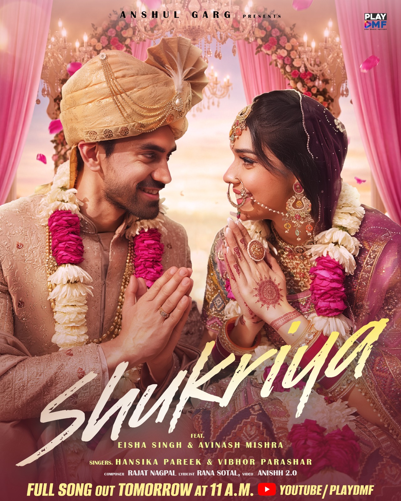 Avinash Mishra and Eisha Singh in Shukriya music video romantic scene Avinash Mishra and Eisha Singh in Shukriya music video romantic scene
