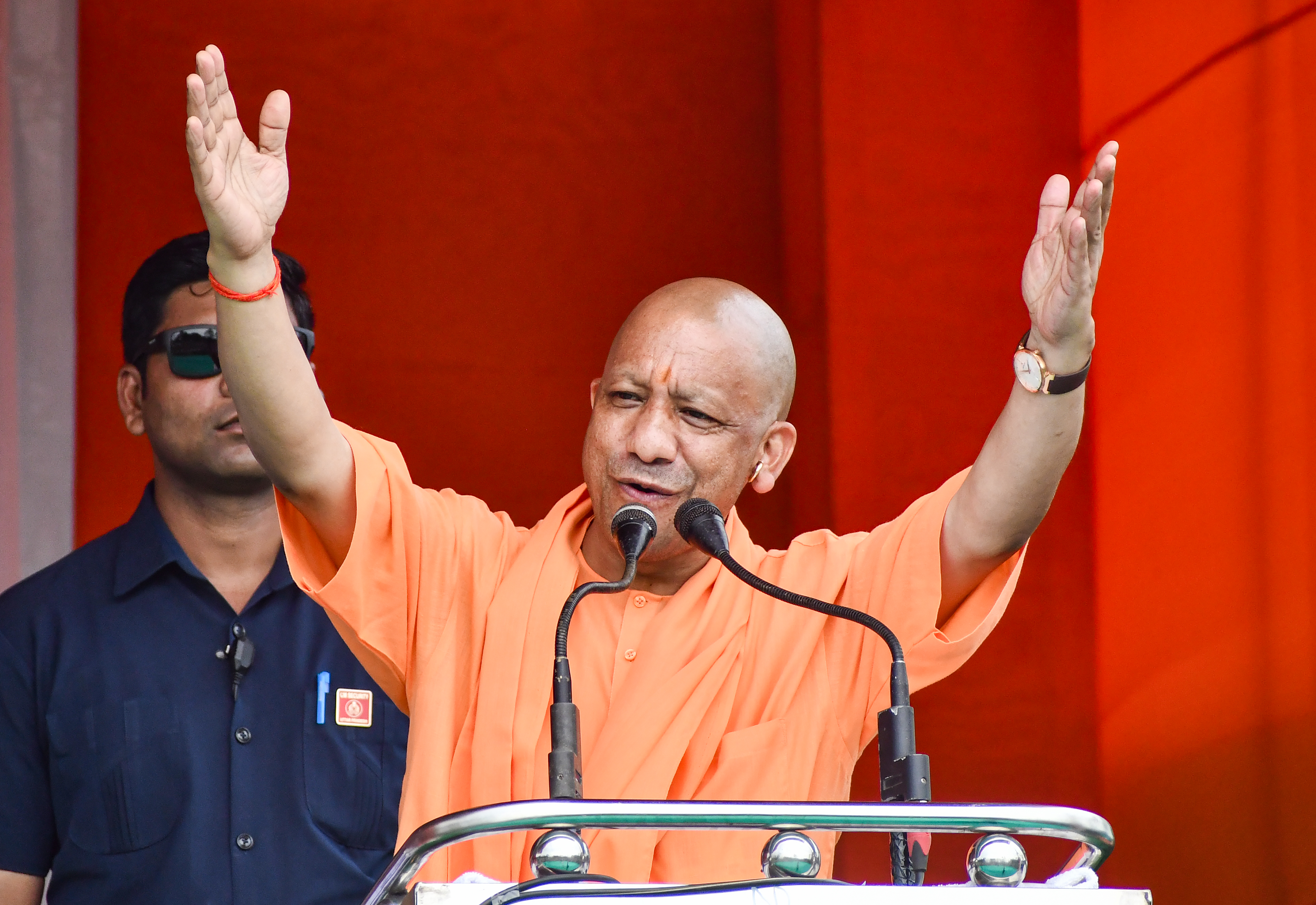 Yogi Adityanath addressing a rally on women's reservation Bill allegations Yogi Adityanath addressing a rally on women's reservation Bill allegations