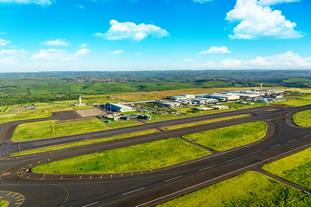 Dube TradePort SEZ and King Shaka International Airport aerial view Dube TradePort SEZ and King Shaka International Airport aerial view