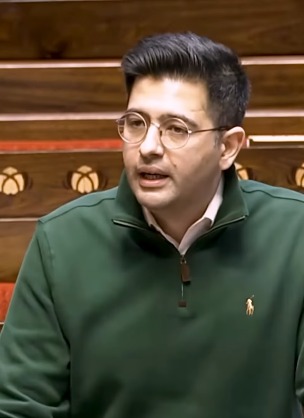 Raghav Chadha speaking in Rajya Sabha addressing parliamentary questions Raghav Chadha speaking in Rajya Sabha addressing parliamentary questions