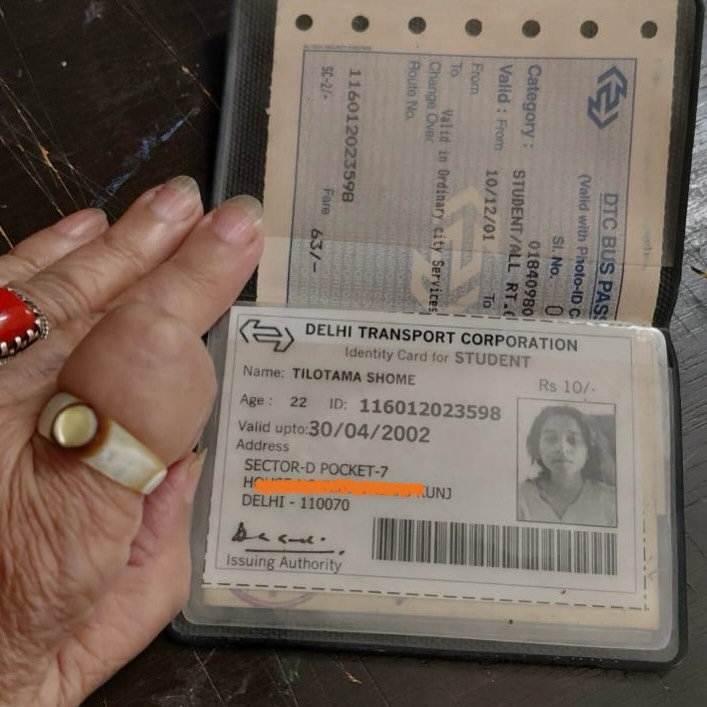 Tillotama Shome old DTC bus pass memory Tillotama Shome old DTC bus pass memory