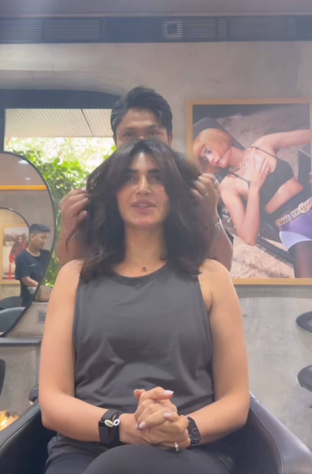 Karishma Tanna showing off short haircut during pregnancy Karishma Tanna showing off short haircut during pregnancy
