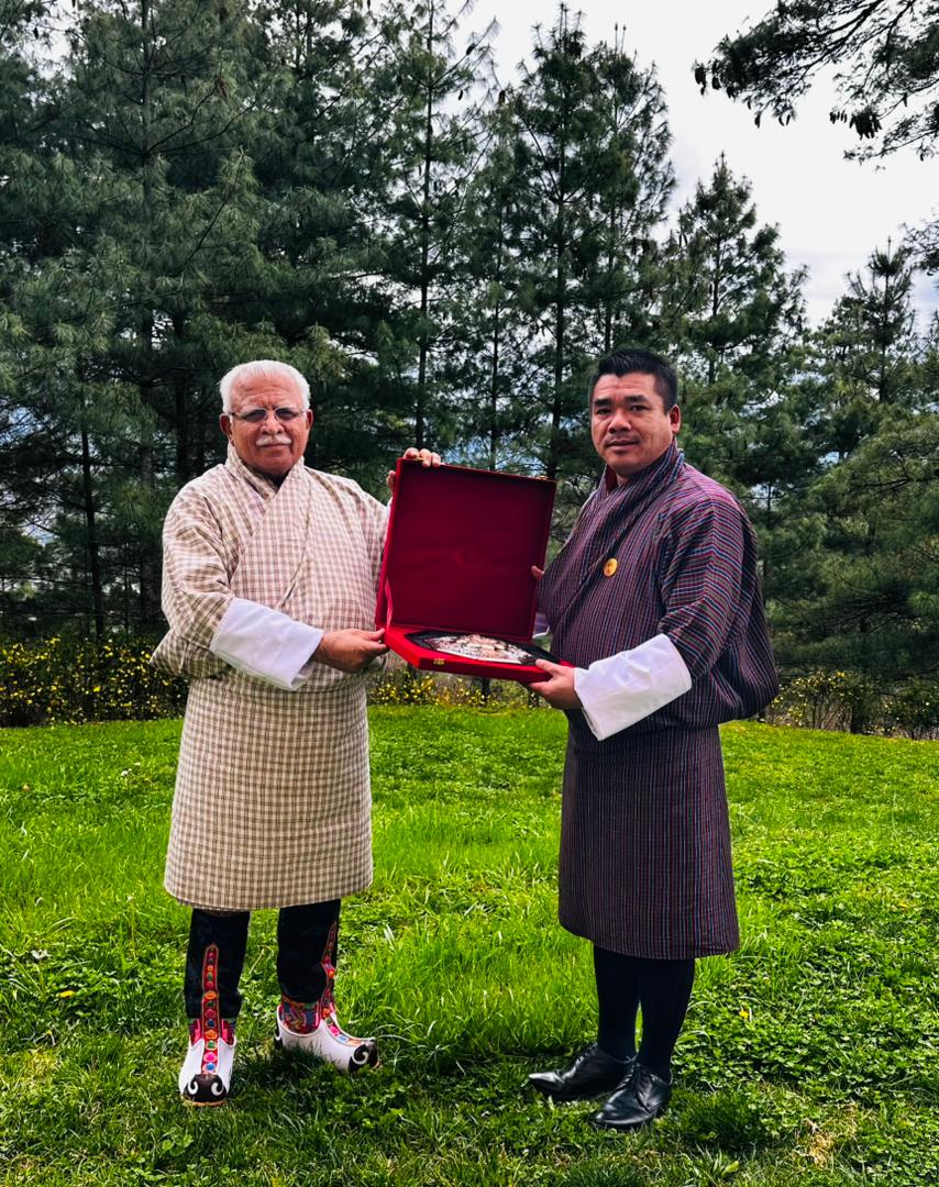 Manohar Lal Khattar visiting Punakha Dzong in Bhutan during infrastructure cooperation talks Manohar Lal Khattar visiting Punakha Dzong in Bhutan during infrastructure cooperation talks
