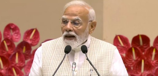 PM Modi addressing the Nari Shakti Vandan Sammelan on women's empowerment PM Modi addressing the Nari Shakti Vandan Sammelan on women's empowerment