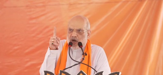Union Home Minister Amit Shah addressing a political rally in West Bengal Union Home Minister Amit Shah addressing a political rally in West Bengal