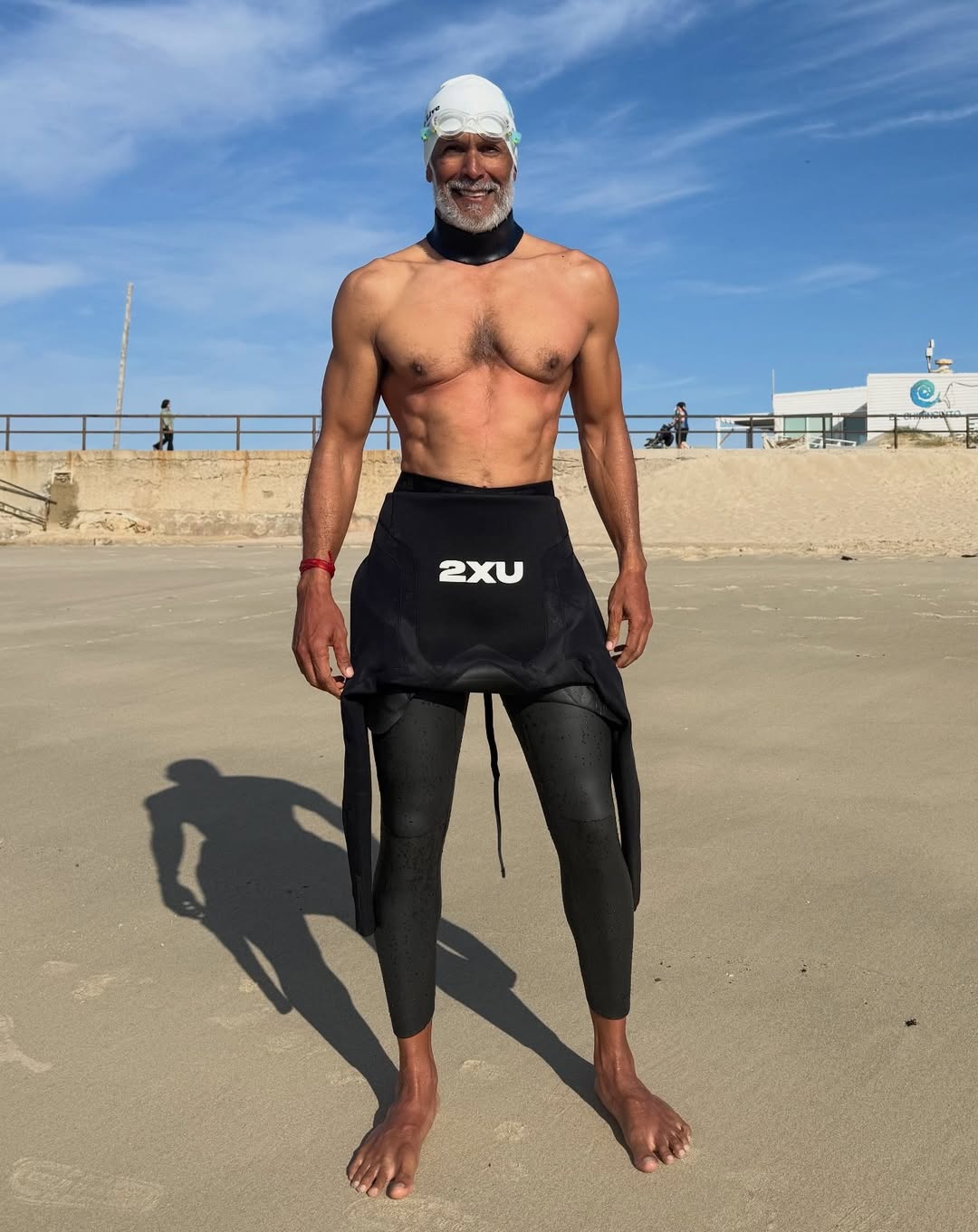 Milind Soman swimming across the Strait of Gibraltar from Europe to Africa Milind Soman swimming across the Strait of Gibraltar from Europe to Africa