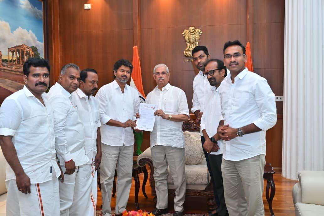 TVK leader Vijay meeting Governor Rajendra Vishwanath Arlekar at Lok Bhavan TVK leader Vijay meeting Governor Rajendra Vishwanath Arlekar at Lok Bhavan