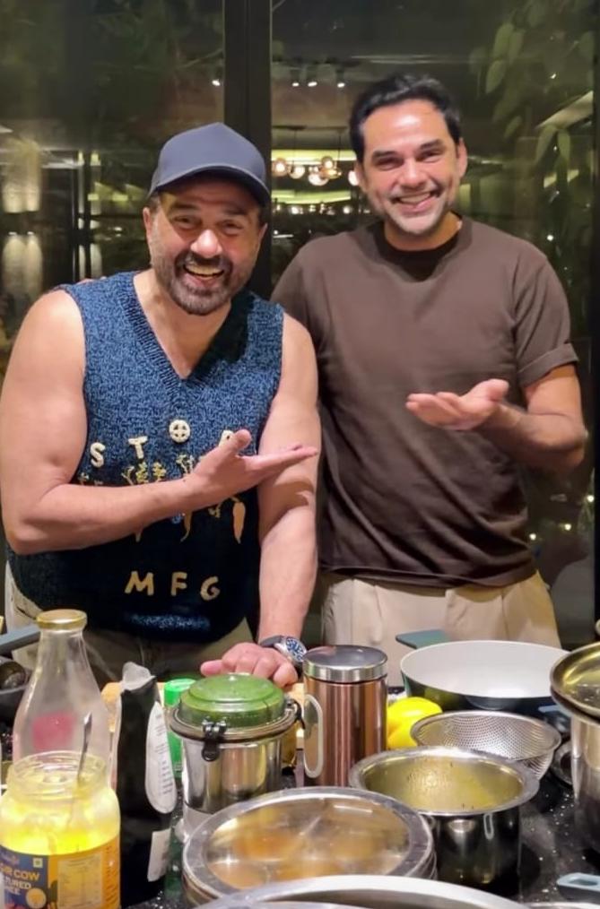 Sunny Deol and Abhay Deol testing cooking skills in Goa Sunny Deol and Abhay Deol testing cooking skills in Goa