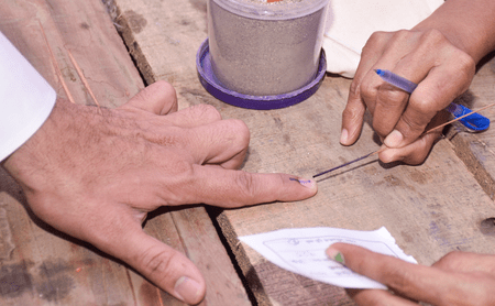 West Bengal polls counting centre with security personnel West Bengal polls counting centre with security personnel