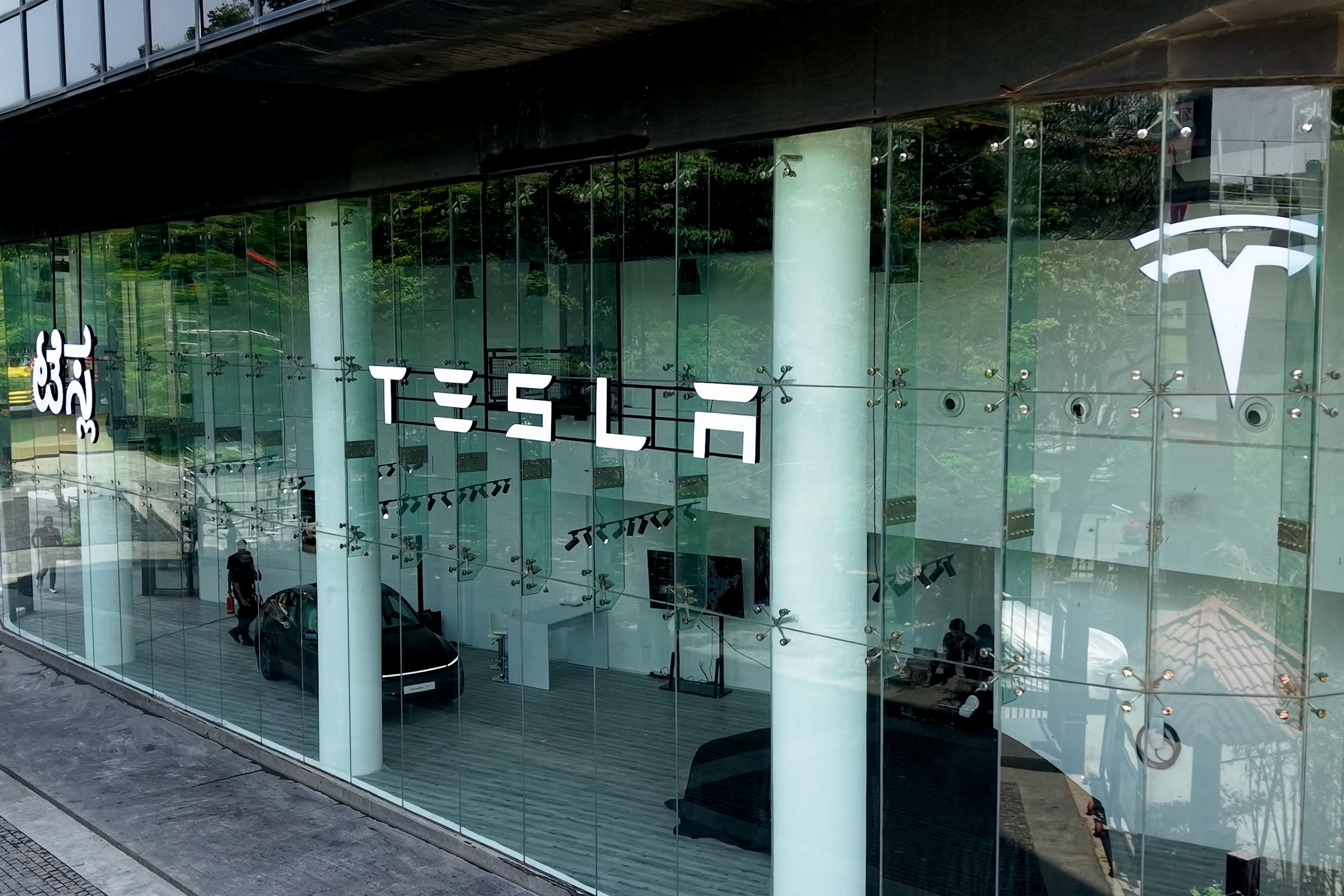 Tesla Model Y electric SUV displayed at Bengaluru experience centre Tesla Model Y electric SUV displayed at Bengaluru experience centre