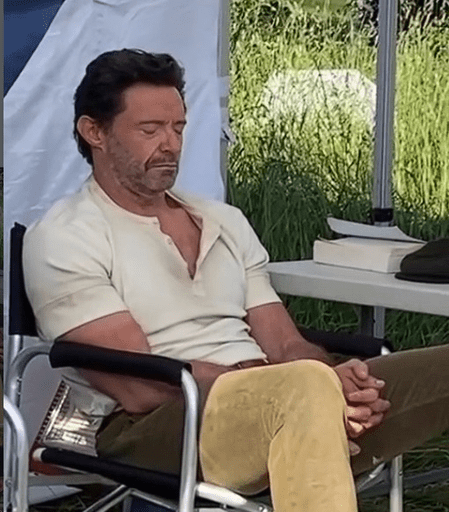 Hugh Jackman smiling while talking about nervous butterflies in an interview Hugh Jackman smiling while talking about nervous butterflies in an interview