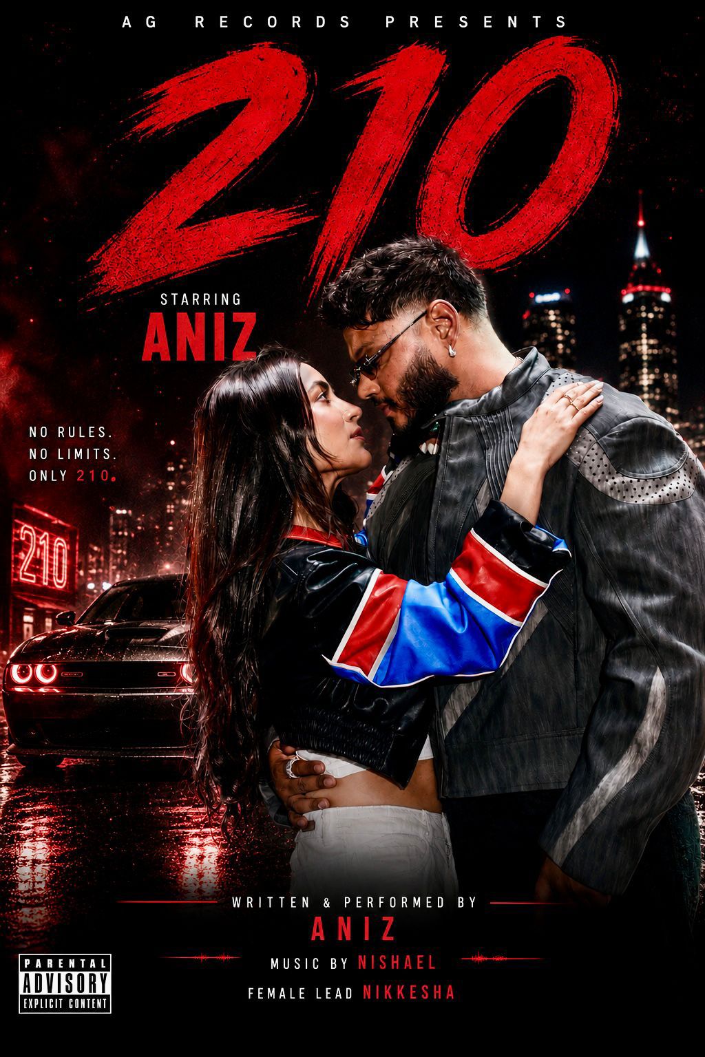 Aniz and Nikkesha in a stylized metropolitan backdrop for 210 music video Aniz and Nikkesha in a stylized metropolitan backdrop for 210 music video