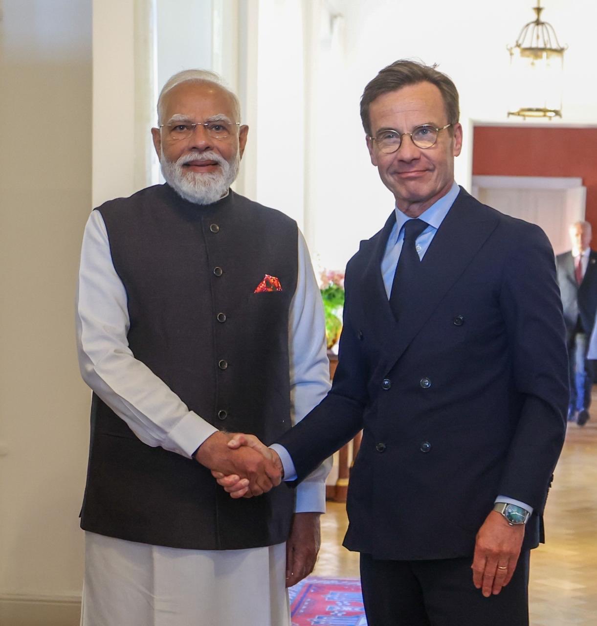 PM Modi during historic Sweden visit announcing outcomes PM Modi during historic Sweden visit announcing outcomes