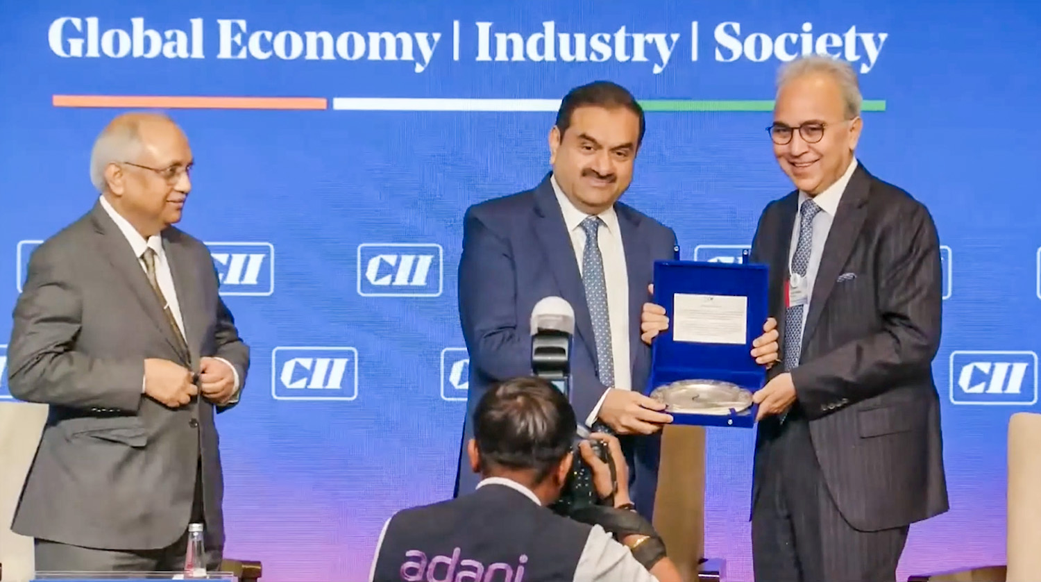 Gautam Adani speaking about AI to empower Bharat at CII summit Gautam Adani speaking about AI to empower Bharat at CII summit