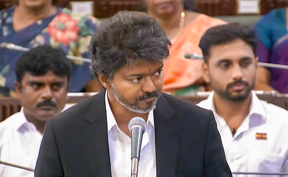 TN Assembly trust vote verdict with Vijay waving amidst DMK walkout TN Assembly trust vote verdict with Vijay waving amidst DMK walkout