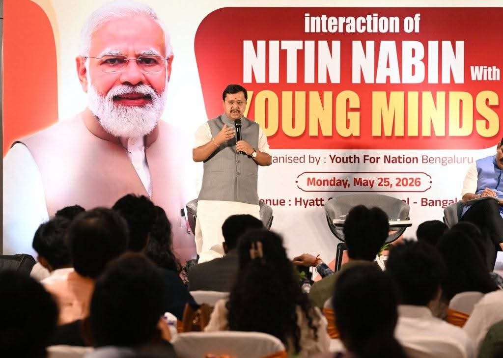 BJP chief Nitin Nabin speaking at Dialogue with Young Minds programme in Bengaluru BJP chief Nitin Nabin speaking at Dialogue with Young Minds programme in Bengaluru