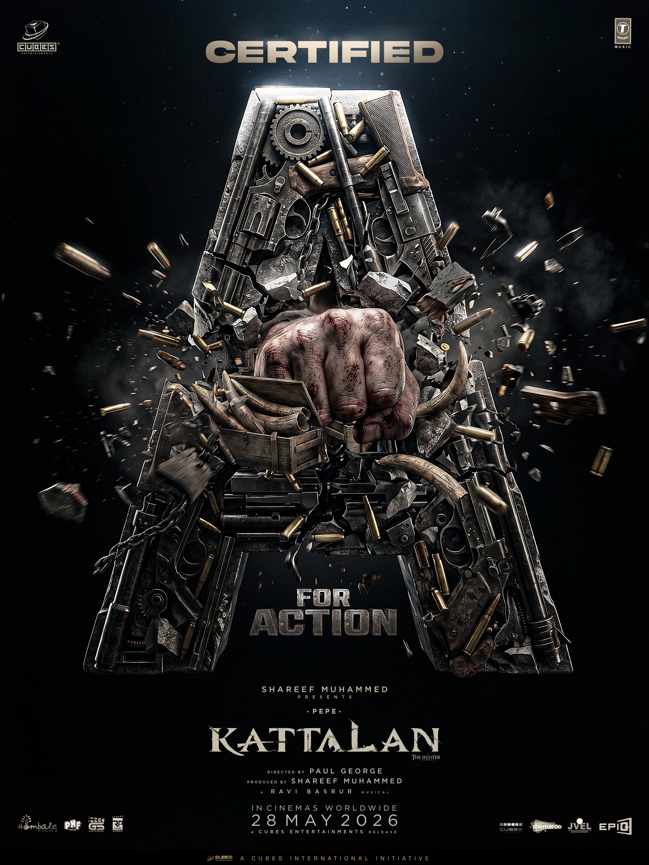Kattalan movie poster featuring Antony Varghese Kattalan movie poster featuring Antony Varghese