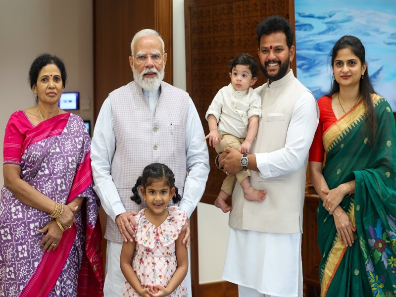 Ram Mohan Naidu meeting PM Modi with family Ram Mohan Naidu meeting PM Modi with family