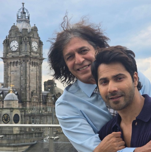 Chunky Panday posing with Varun Dhawan on sets of Hai Jawani Toh Ishq Hona Hai in Scotland Chunky Panday posing with Varun Dhawan on sets of Hai Jawani Toh Ishq Hona Hai in Scotland
