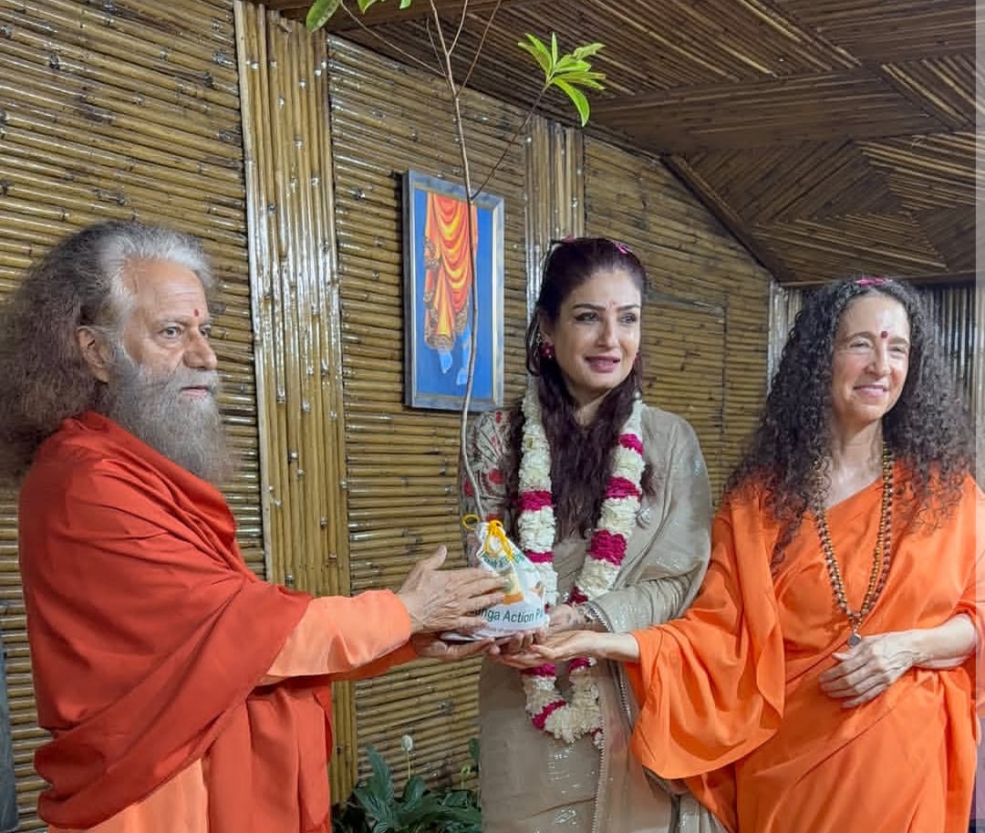 Raveena Tandon World Environment Day calf feeding Ma Gange blessings Raveena Tandon World Environment Day calf feeding Ma Gange blessings