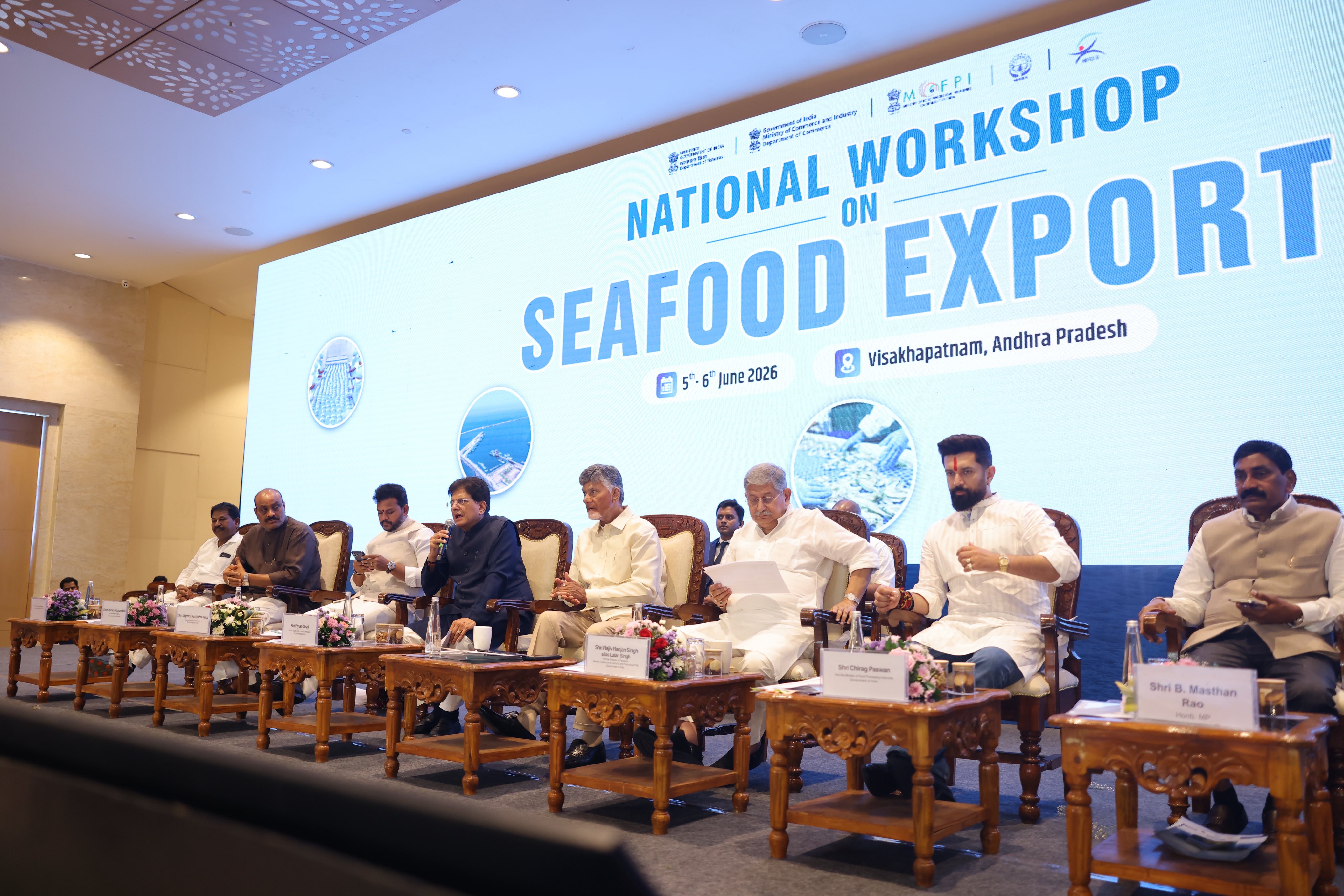 India seafood exports diverse fish varieties Piyush Goyal Visakhapatnam India seafood exports diverse fish varieties Piyush Goyal Visakhapatnam