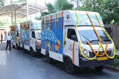 Solar skill van equipped with laptops and interactive screens for community training Solar skill van equipped with laptops and interactive screens for community training