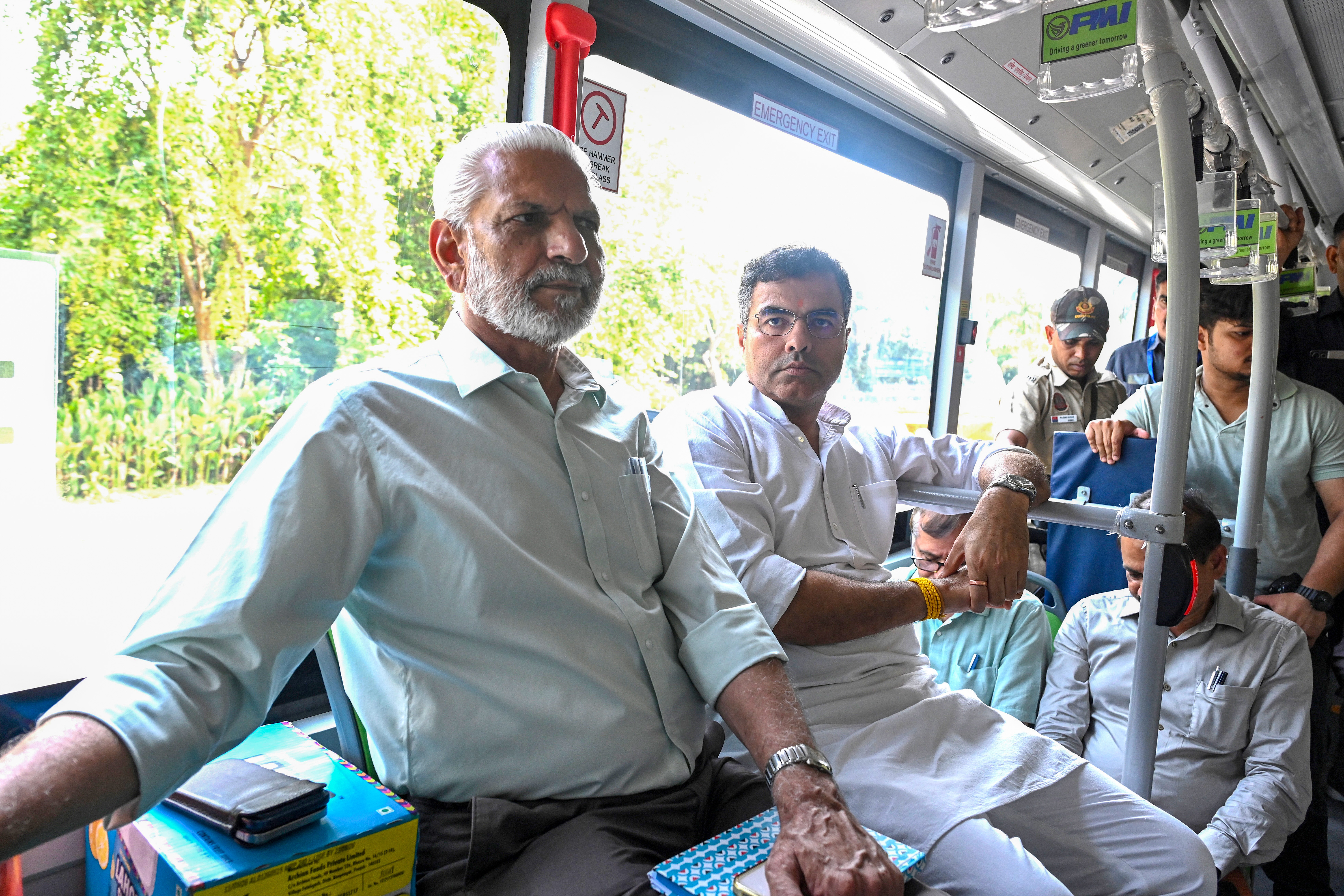 Delhi ministers in electric bus for PWD drainage project inauguration Delhi ministers in electric bus for PWD drainage project inauguration